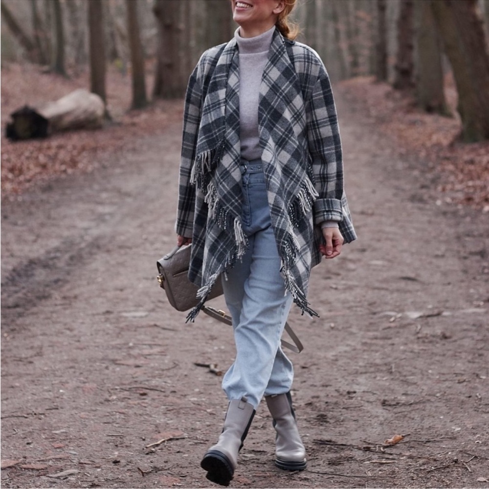 Isabel Marant Etoile Flemingli Checked Coat Wool Size 38